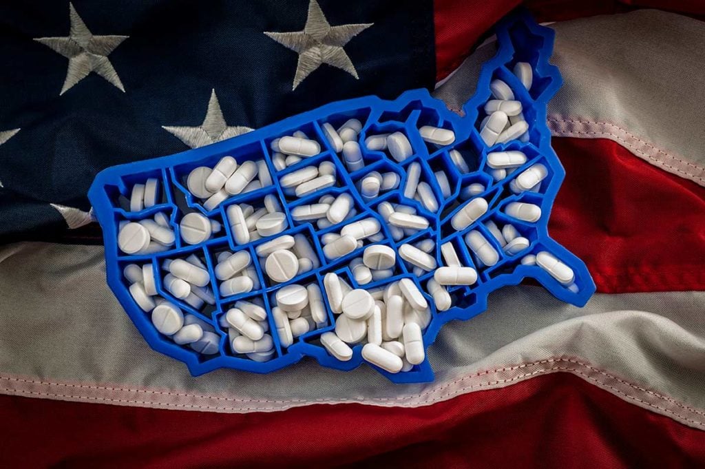 Opioids Pills U.S. Flag Harm Reduction