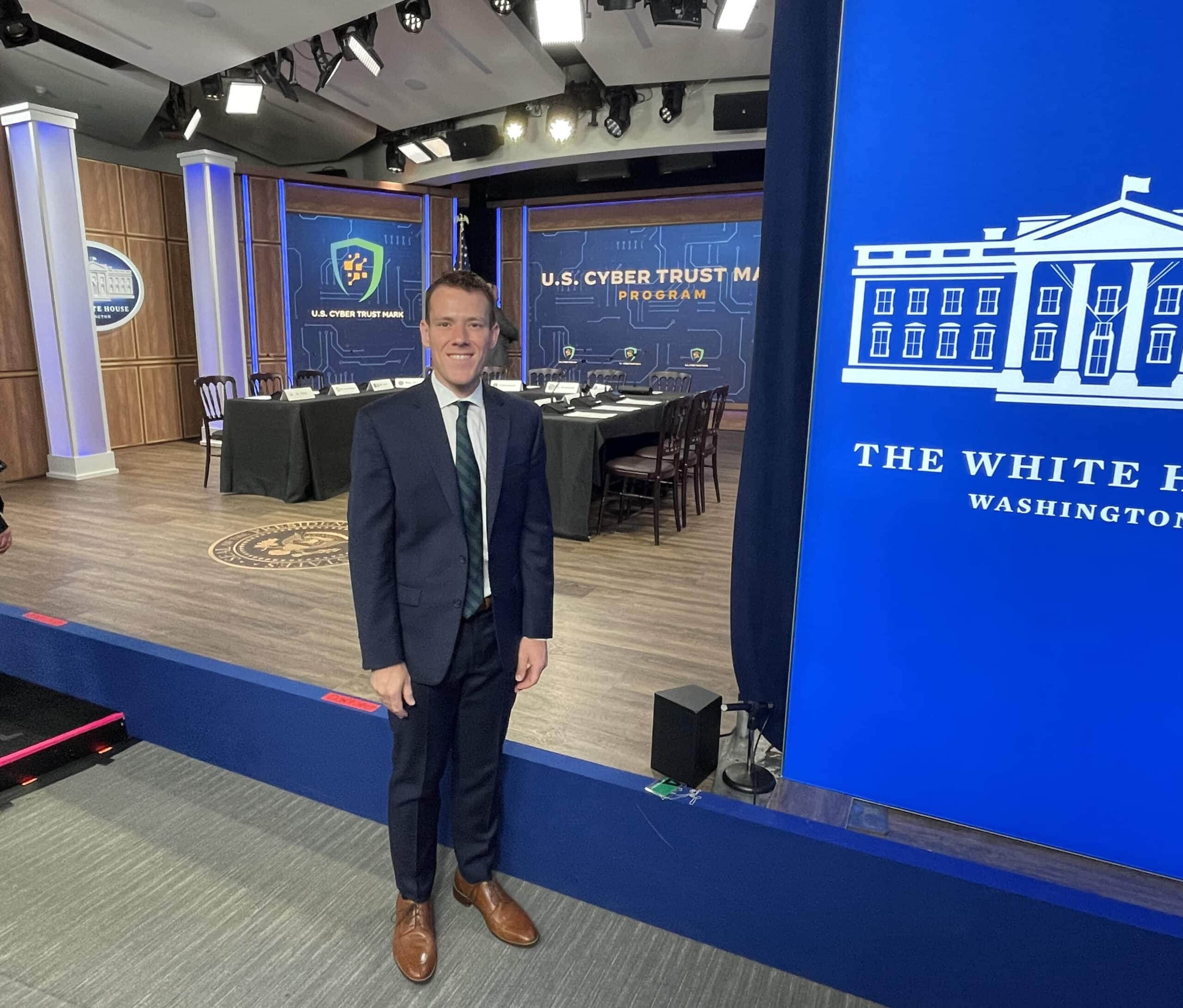Brando Pugh, R Street Institute Cybersecurity and Emerging Threats Policy Director, at the White House on July 18, 2023.